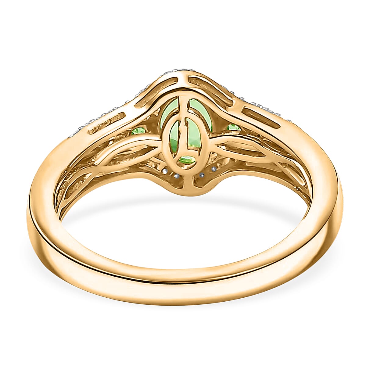 Luxoro Premium Tsavorite Garnet and I2 Diamond 1.47 ctw Ring in 10K Yellow Gold (Size 6.0) (Del. In 10-12 Days) image number 4