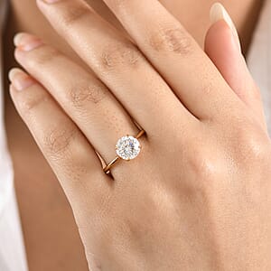 D'Joy 129 Facet Strontium Titanate 3.00 ctw Classic Solitaire Ring in 18K Vermeil Yellow Gold Over Sterling Silver (Size 10.0)