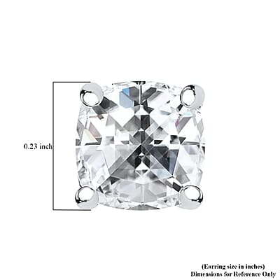 D'Joy Strontium Titanate 3.00 ctw Solitaire Stud Earrings in Rhodium Over Sterling Silver