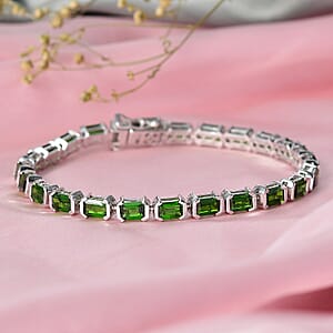D'Joy Chrome Diopside Bracelet in Rhodium Over Sterling Silver 13.25 ctw (7.25 Inches) (Del. in 5-7 Days)