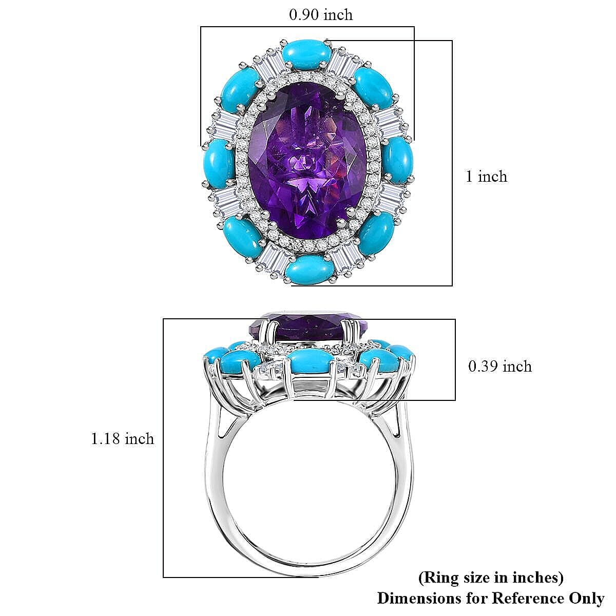 D'Joy African Amethyst, Multi Gemsotne Ring in Rhodium Over Sterling Silver (Size 6.0) 11.70 ctw image number 5