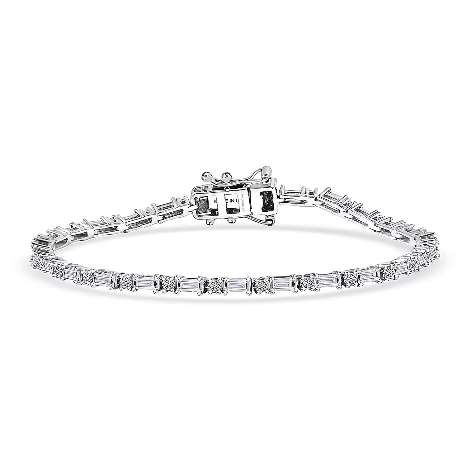  Luxuriant Lab Grown Diamond G-H SI 2.15 ctw Station Bracelet in Rhodium Over Sterling Silver (6.50 In)