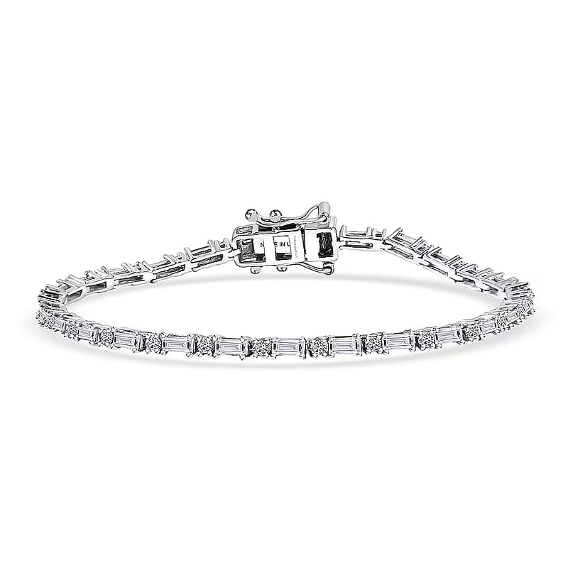  Luxuriant Lab Grown Diamond G-H SI 2.15 ctw Station Bracelet in Rhodium Over Sterling Silver (6.50 In)