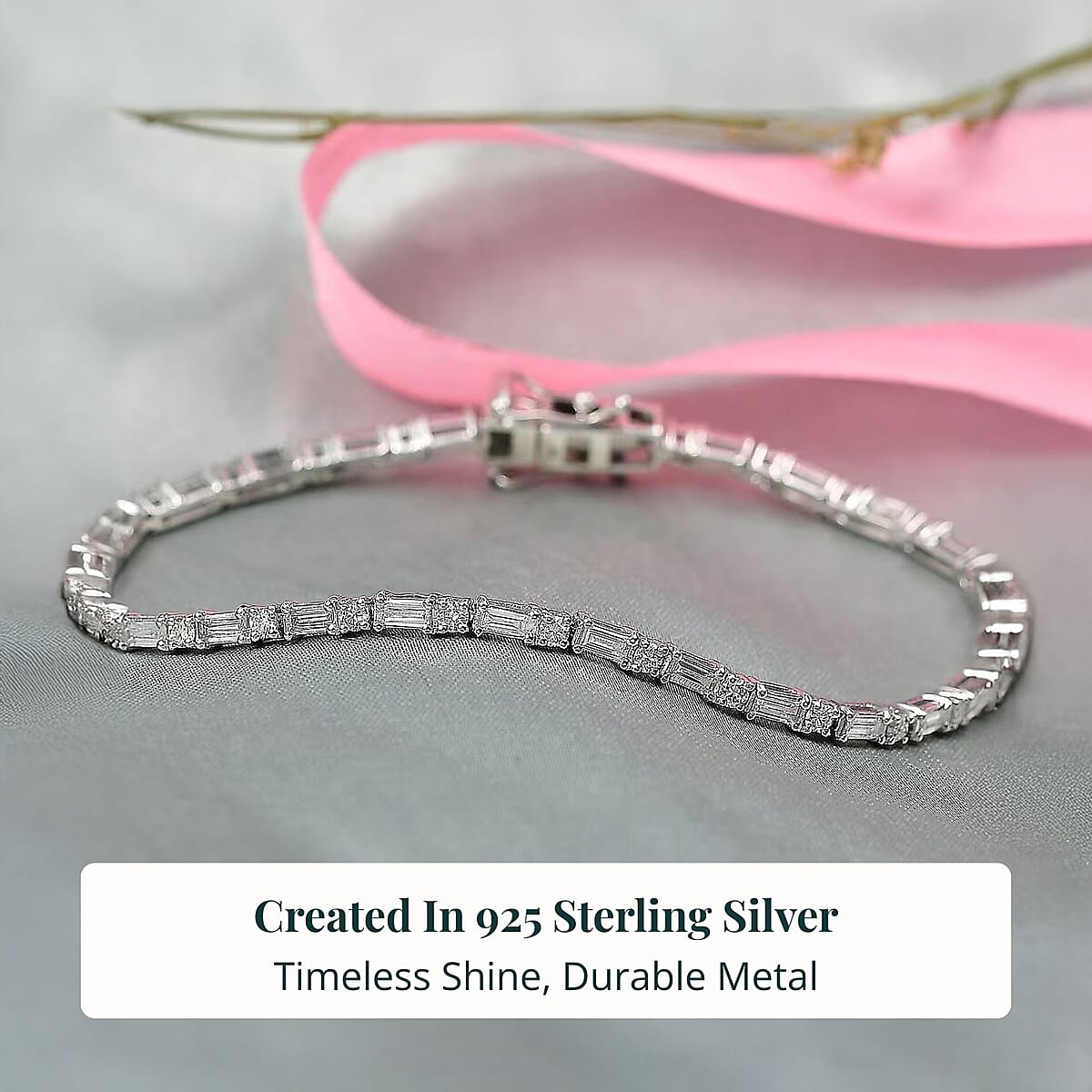 Luxuriant Lab Grown Diamond G-H SI 2.35 ctw Station Bracelet in Rhodium Over Sterling Silver (6.50 In) image number 2