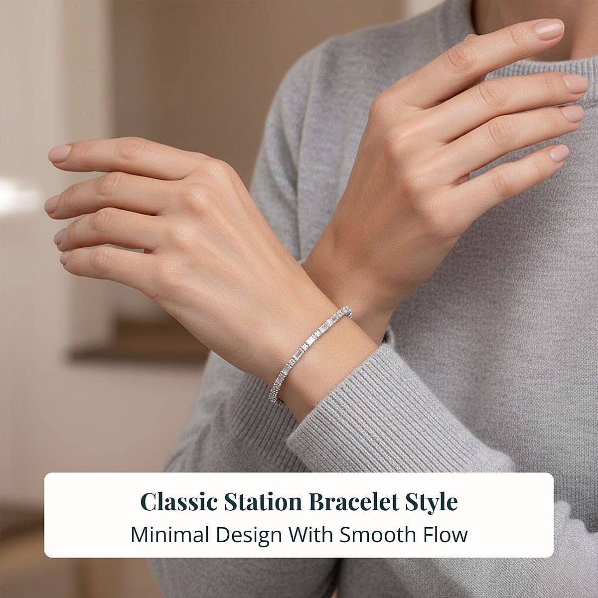 Luxuriant Lab Grown Diamond G-H SI 2.35 ctw Station Bracelet in Rhodium Over Sterling Silver (6.50 In) image number 5