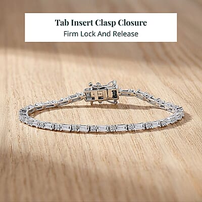 Luxuriant Lab Grown Diamond G-H SI 2.15 ctw Station Bracelet in Rhodium Over Sterling Silver (6.50 In)