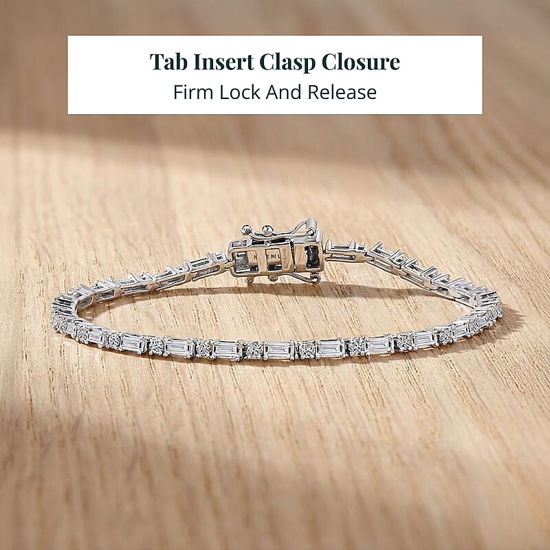 Luxuriant Lab Grown Diamond G-H SI 2.60 ctw Station Bracelet in Rhodium Over Sterling Silver (8.00 In)
