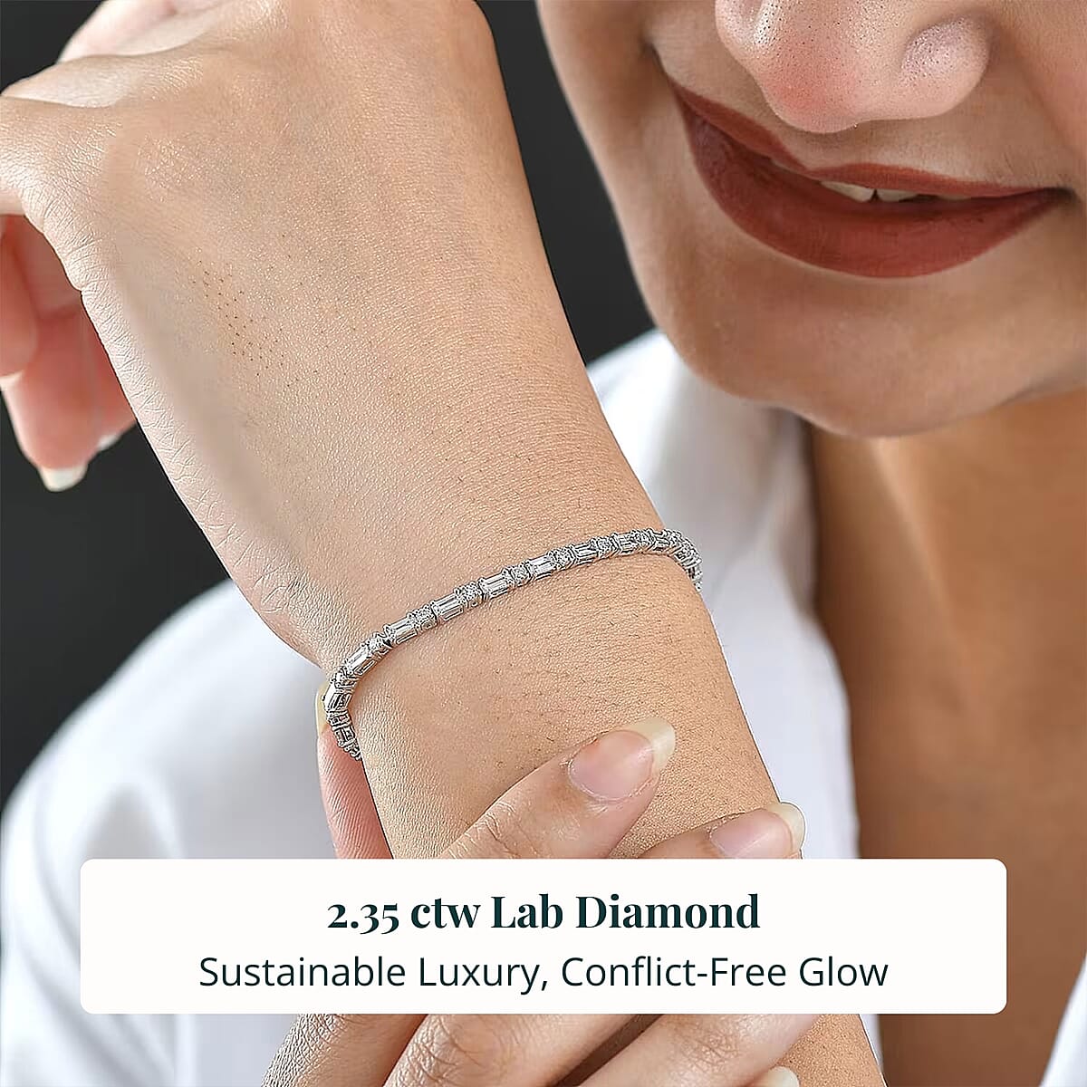 Doorbuster Luxuriant Lab Grown Diamond G-H SI 2.35 ctw Station Bracelet in Rhodium Over Sterling Silver (7.25 In) (Del. in 10-12 Days) image number 1