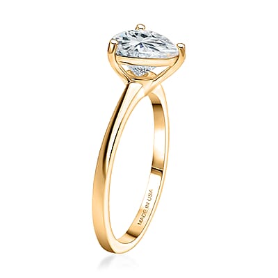 D'Joy Strontium Titanate 2.60 ctw Classic Solitaire Ring in 18K Vermeil Yellow Gold Over Sterling Silver (Size 10.0)