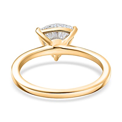 D'Joy Strontium Titanate 2.60 ctw Classic Solitaire Ring in 18K Vermeil Yellow Gold Over Sterling Silver (Size 10.0)