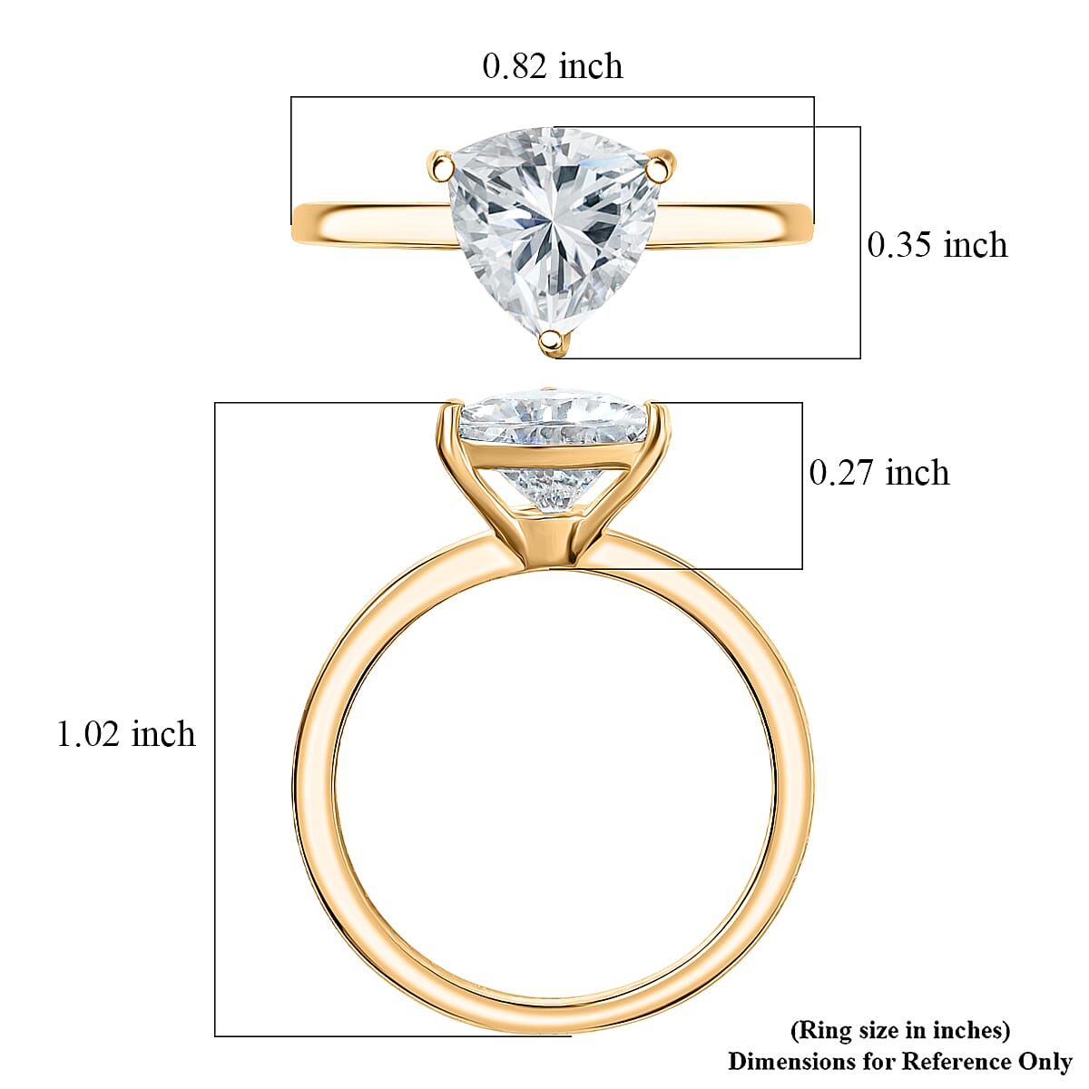 D'Joy Strontium Titanate 2.60 ctw Classic Solitaire Ring in 18K Vermeil Yellow Gold Over Sterling Silver (Size 10.0) image number 5