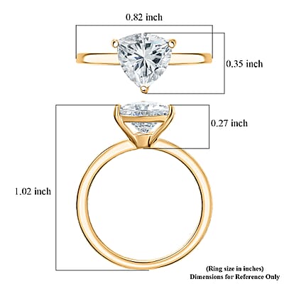 D'Joy Strontium Titanate 2.60 ctw Classic Solitaire Ring in 18K Vermeil Yellow Gold Over Sterling Silver (Size 10.0)