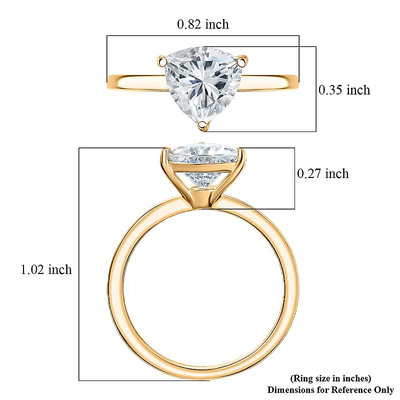 D'Joy Strontium Titanate 2.60 ctw Classic Solitaire Ring in 18K Vermeil Yellow Gold Over Sterling Silver (Size 10.0)