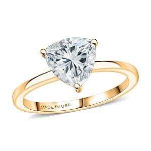 D'Joy Strontium Titanate 2.60 ctw Classic Solitaire Ring in 18K Vermeil Yellow Gold Over Sterling Silver (Size 6.0)