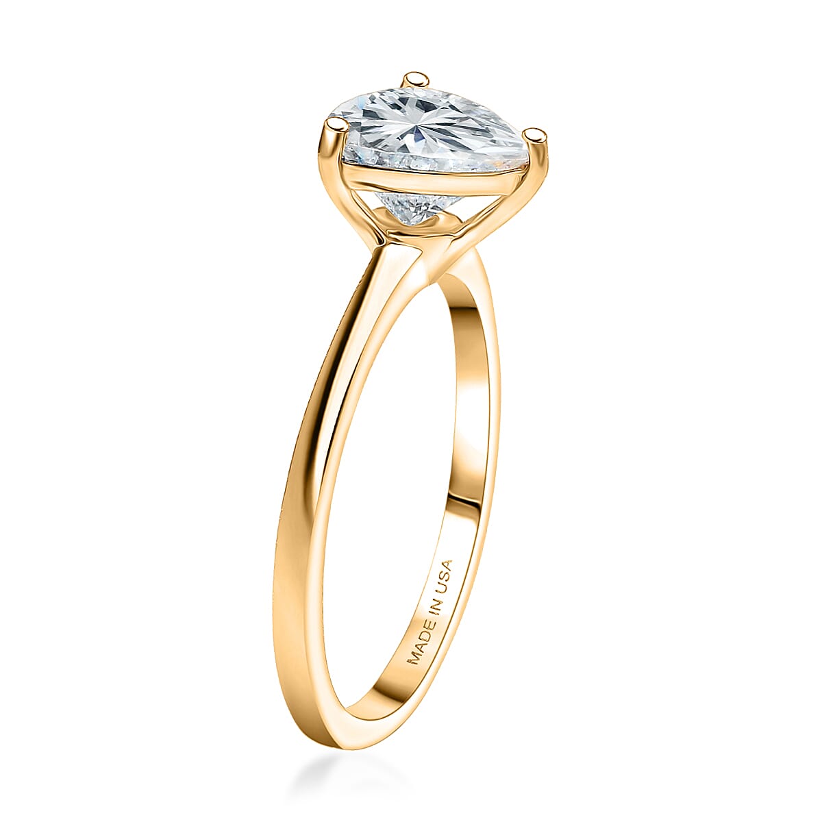 D'Joy Strontium Titanate 2.60 ctw Classic Solitaire Ring in 18K Vermeil Yellow Gold Over Sterling Silver (Size 6.0) image number 3