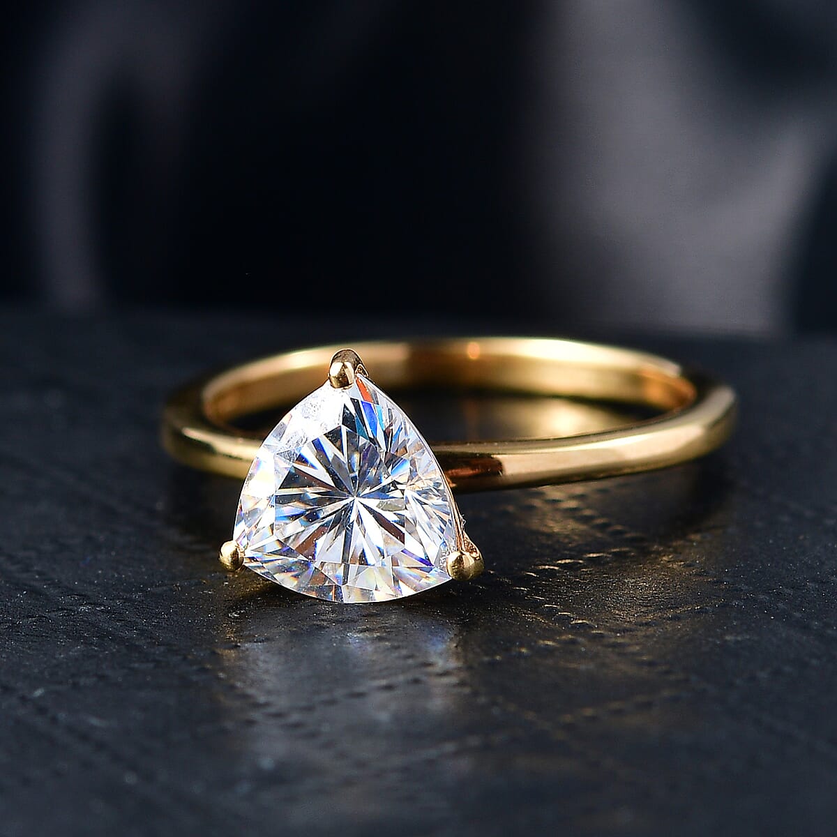 D'Joy Strontium Titanate 2.60 ctw Classic Solitaire Ring in 18K Vermeil Yellow Gold Over Sterling Silver (Size 7.0) image number 1