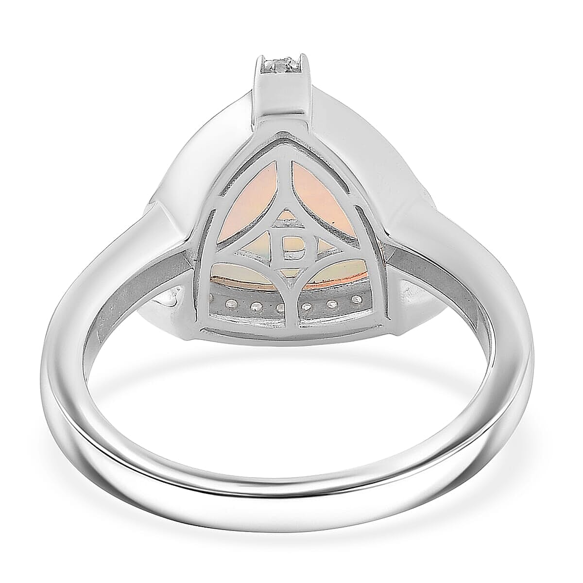 D'Joy Ethiopian Welo Opal, Paraiba Tourmaline, Diamond Halo Ring in Rhodium Over Sterling Silver 2.50 ctw (Size 10.0)