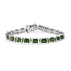 Doorbuster D'Joy Chrome Diopside 11.60 ctw Embers of Elegance Bracelet in Rhodium Over Sterling Silver (6.50 In)