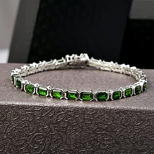  D'Joy Chrome Diopside 11.60 ctw Embers of Elegance Bracelet in Rhodium Over Sterling Silver (6.50 In)