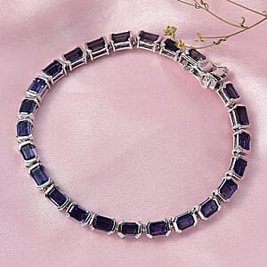 D'Joy Catalina Iolite Bracelet in Rhodium Over Sterling Silver 12.00 ctw (7.25 Inches)