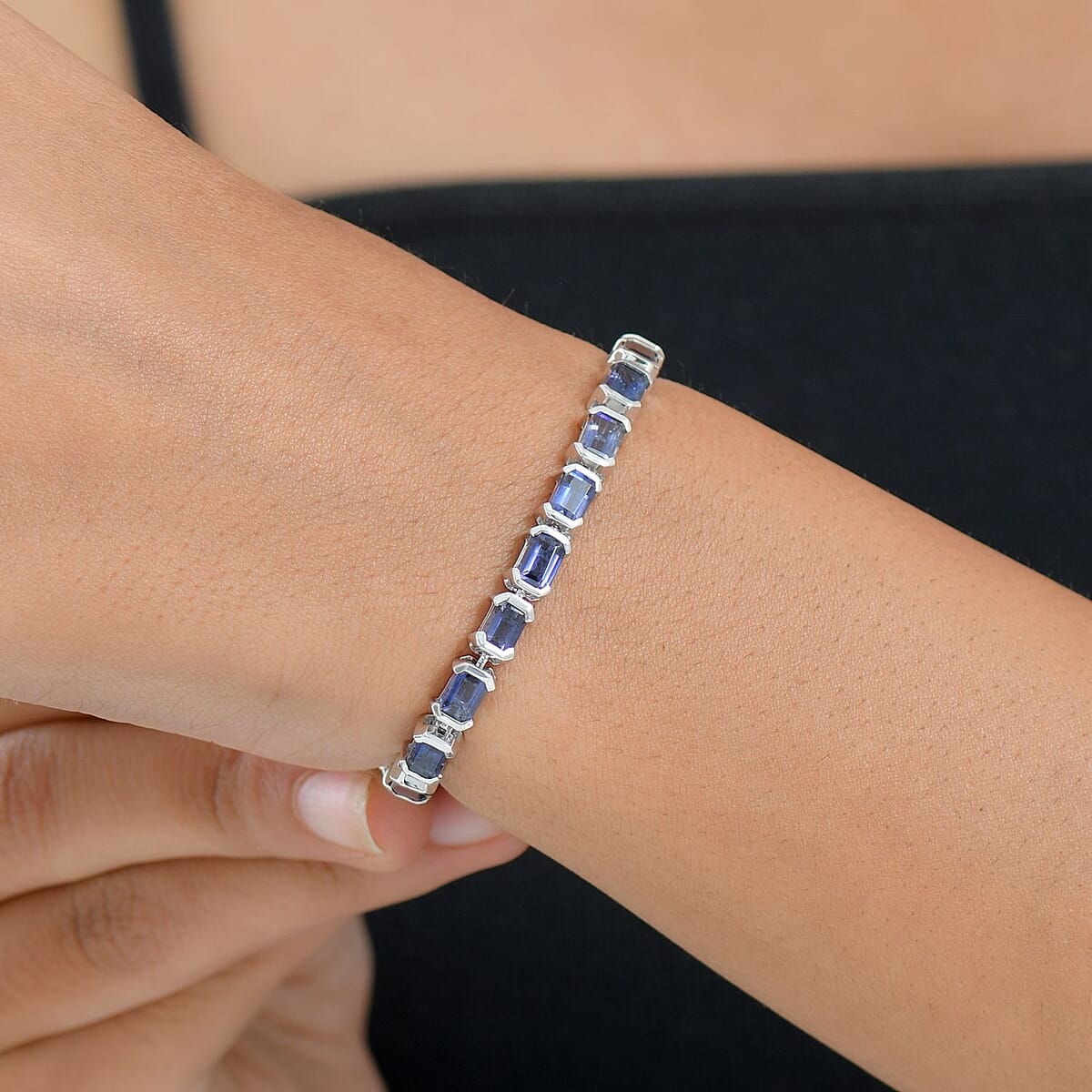 Doorbuster D'Joy Catalina Iolite 12.00 ctw Embers of Elegance Bracelet in Rhodium Over Sterling Silver (7.25 In) image number 2