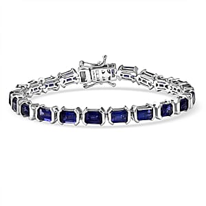  D'Joy Catalina Iolite 11.40 ctw Embers of Elegance Bracelet in Rhodium Over Sterling Silver (6.50 In)