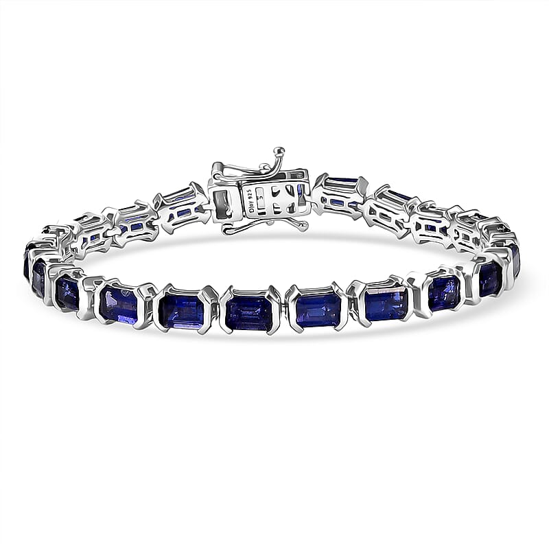  D'Joy Catalina Iolite 11.40 ctw Embers of Elegance Bracelet in Rhodium Over Sterling Silver (6.50 In)
