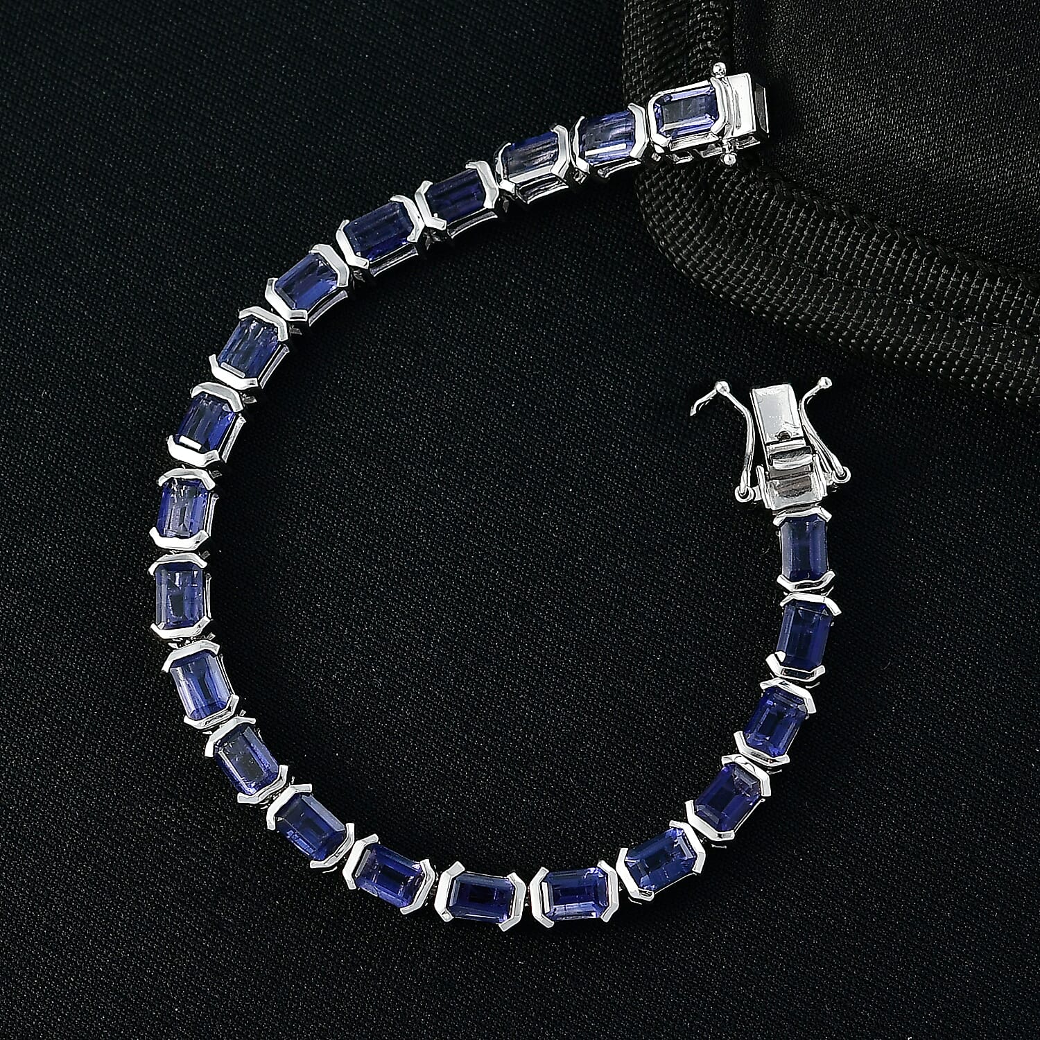  D'Joy Catalina Iolite 11.40 ctw Embers of Elegance Bracelet in Rhodium Over Sterling Silver (6.50 In)