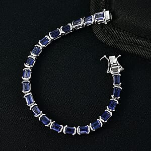  D'Joy Catalina Iolite 11.40 ctw Embers of Elegance Bracelet in Rhodium Over Sterling Silver (6.50 In)