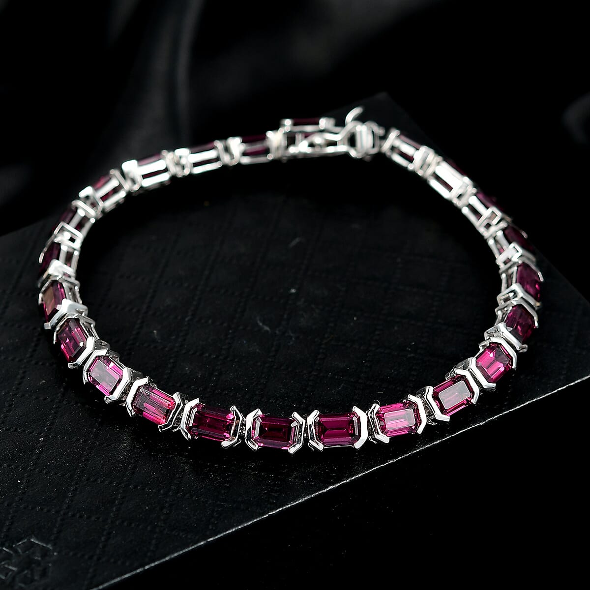 Doorbuster D'Joy Radiant Ember Garnet 17.65 ctw Embers of Elegance Bracelet in Rhodium Over Sterling Silver (7.25 In) (Del. in 5-7 Days) image number 1