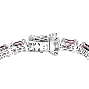 D'Joy Radiant Ember Garnet 17.65 ctw Embers of Elegance Bracelet in Rhodium Over Sterling Silver (7.25 In)