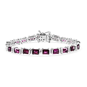 Doorbuster D'Joy Radiant Ember Garnet 15.10 ctw Embers of Elegance Bracelet in Rhodium Over Sterling Silv (6.50 In) 