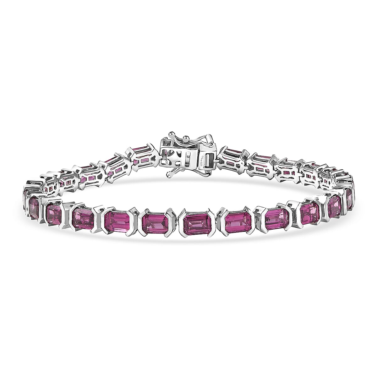  D'Joy Radiant Ember Garnet 20.00 ctw Embers of Elegance Bracelet in Rhodium Over Sterling Silve (8.00 In)  image number 0