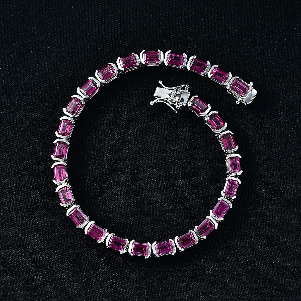  D'Joy Radiant Ember Garnet 20.00 ctw Embers of Elegance Bracelet in Rhodium Over Sterling Silve (8.00 In)  image number 1