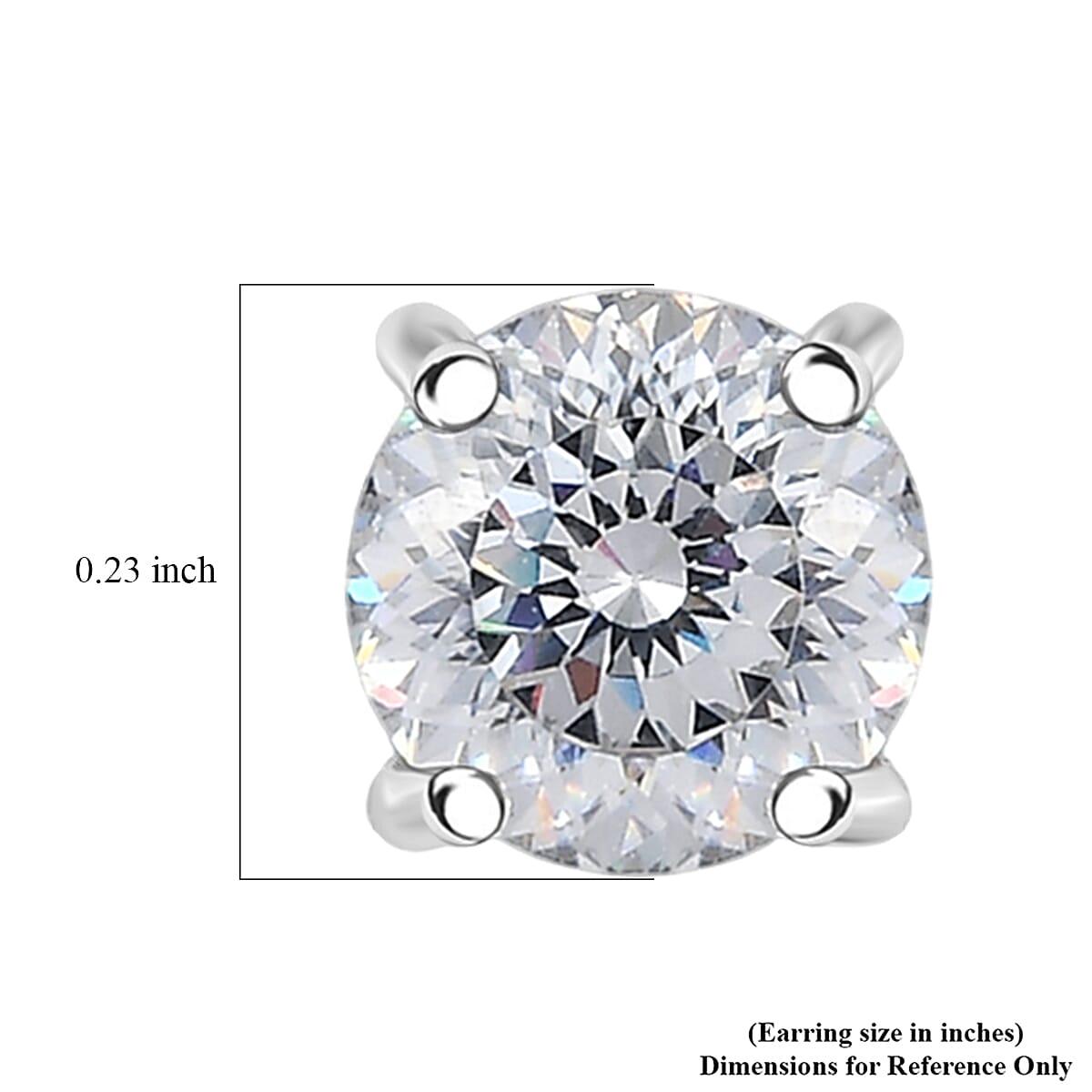 D'Joy 129 Facet Strontium Titanate 2.75 ctw Solitaire Stud Earrings in Rhodium Over Sterling Silver image number 4