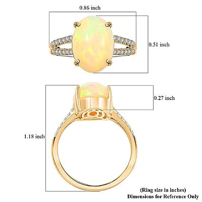 Luxoro 14K Yellow Gold  AAA   Ethiopian Opal ,  White Diamond  I2 Ring ,  Gold Wt. 4.02 g 4.80 ctw