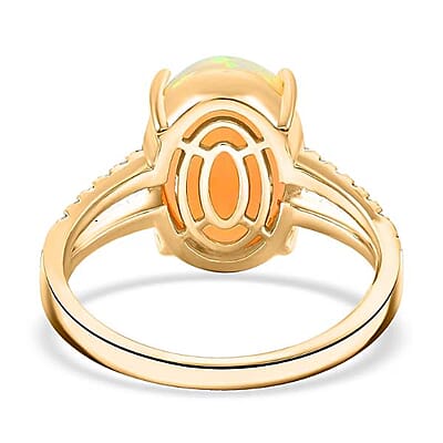 Luxoro 14K Yellow Gold  AAA   Ethiopian Opal ,  White Diamond  I2 Ring ,  Gold Wt. 4.02 g 4.80 ctw