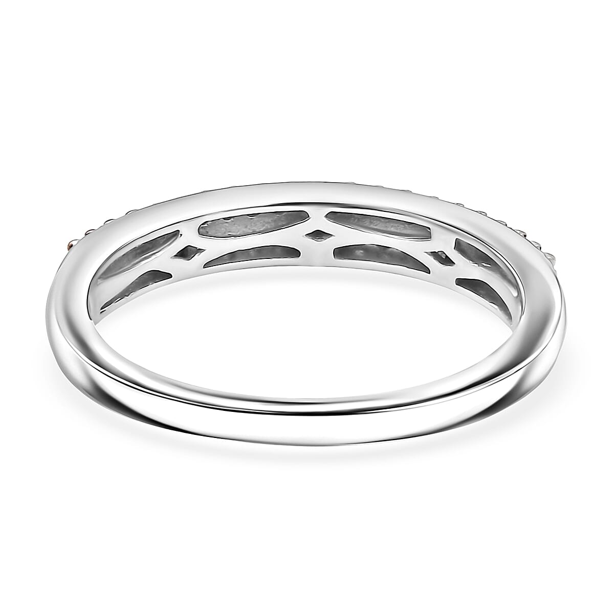 D'Joy Green Diamond 0.25 ctw Double Row Band Ring in Rhodium Over Sterling Silver (Size 6.0)