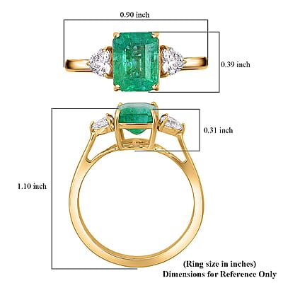 AAA Zambian Emerald, Lab Grown Diamond Ring in 14K Yellow Gold 3.10 ctw (Size 5.0)