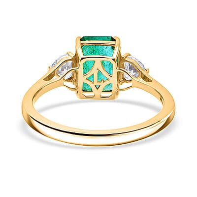 AAA Zambian Emerald, Lab Grown Diamond Ring in 14K Yellow Gold 3.10 ctw (Size 11.0)