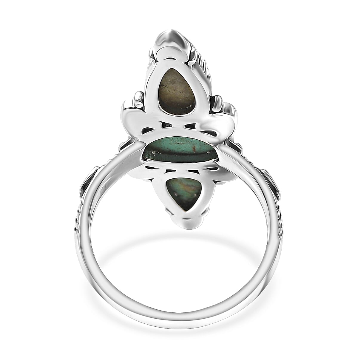 D'Joy Artisan Crafted Royston Turquoise Ring in Black Oxidised Sterling Silver 4.40 ctw (Size 9.0) image number 4