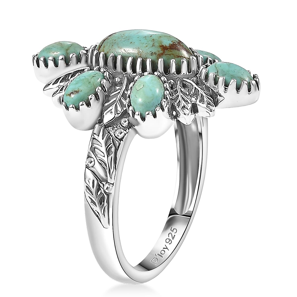 D'Joy Artisan Crafted Premium Royston Turquoise 3.00 ctw Ring in Black Oxidised Sterling Silver (Size 10.0) image number 3