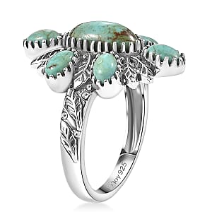 D'Joy Artisan Crafted  Royston Turquoise Ring in Black Oxidised Sterling Silver 3.00 ctw (Size 10.0)