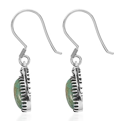 D'Joy Artisan Crafted Royston Turquoise Earrings in Oxidised Sterling Silver 2.60 ctw