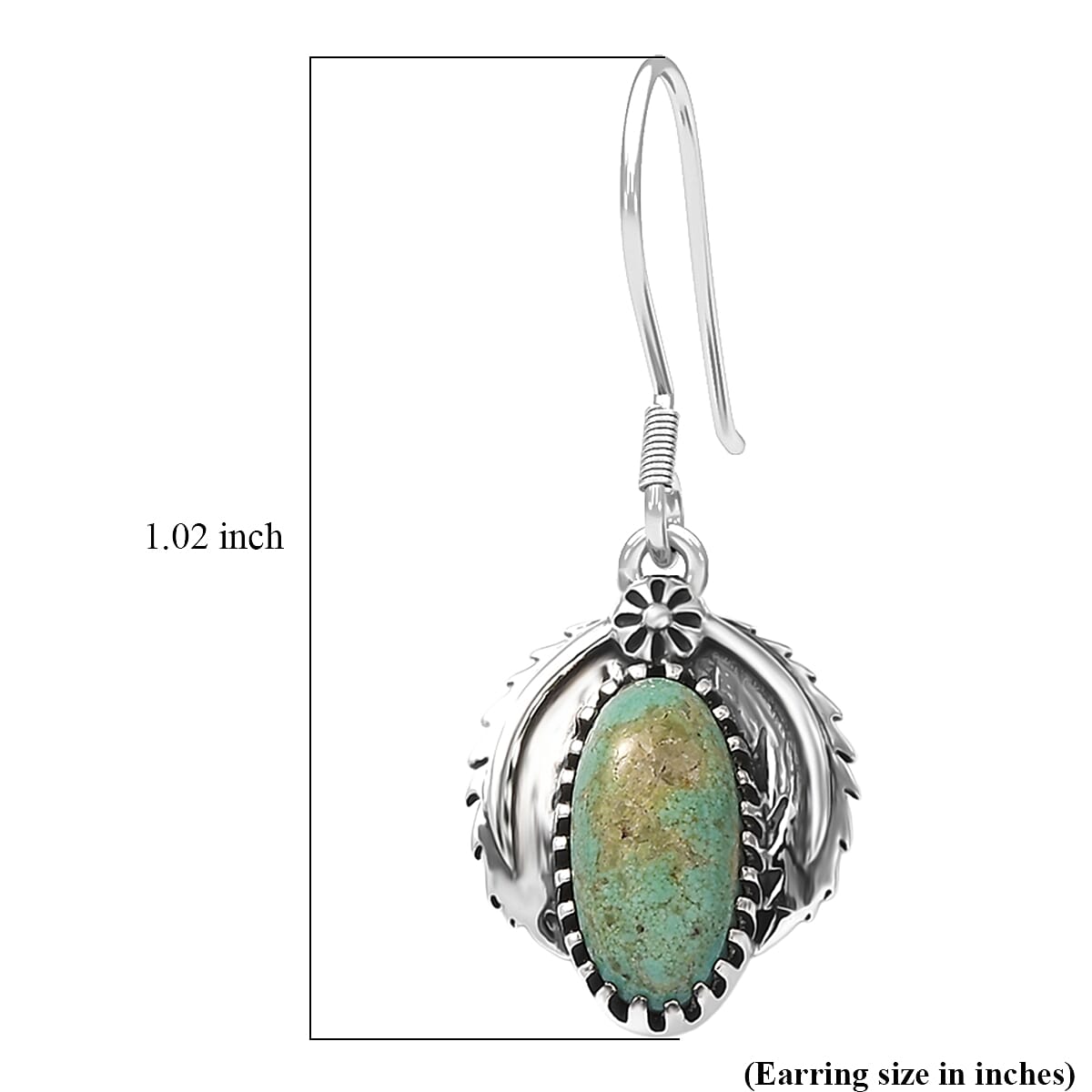 D'Joy Artisan Crafted Premium Royston Turquoise 2.60 ctw Earrings in Black Oxidised Sterling Silver image number 4