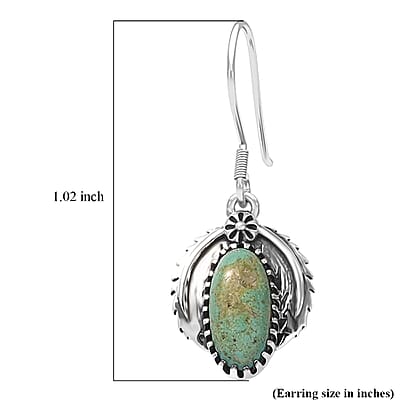 D'Joy Artisan Crafted Royston Turquoise Earrings in Oxidised Sterling Silver 2.60 ctw