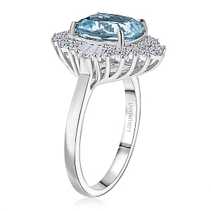 Certified & Appraised AAA Mangoro Aquamarine, Diamond Ballerina Ring in 10K White Gold 3.27 ctw (Size 6.0)