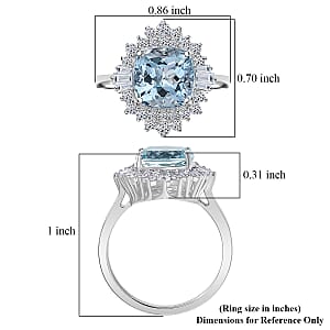Certified & Appraised AAA Mangoro Aquamarine, Diamond Ballerina Ring in 10K White Gold 3.27 ctw (Size 9.0)