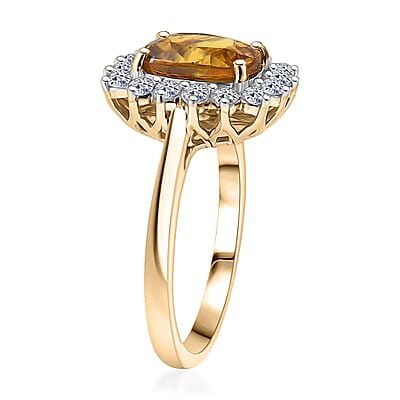 AAA Sava Sphene, Diamond Ring in 10K Yellow Gold 3.20 ctw (Size 10.0)