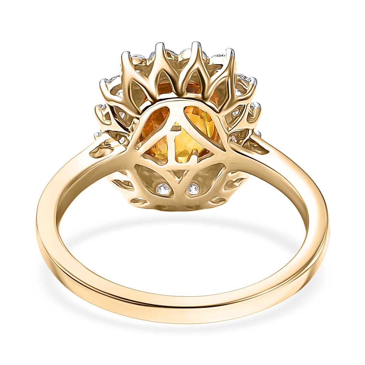 Doorbuster AAA Sava Sphene and Luxuriant Diamond G-H SI 3.20 ctw Ring in 10K Yellow Gold (Size 10.0) image number 4
